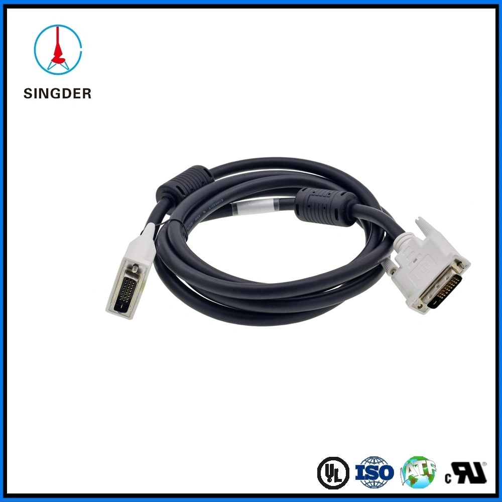 Black Monitor VGA Multimedia Cable DVI to DVI Video Audio HDMI Tinned Round Cable