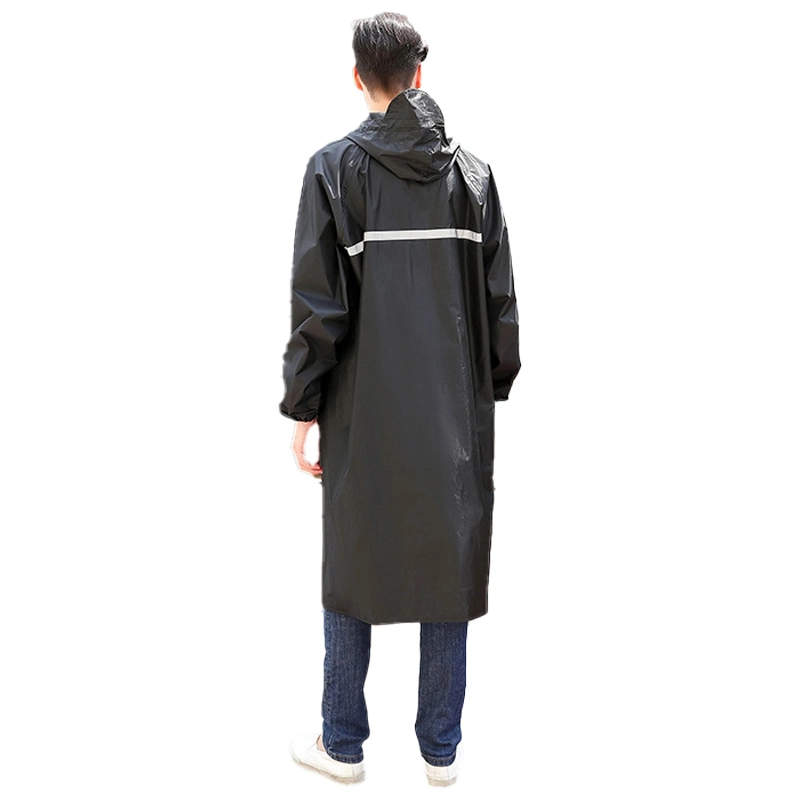 High quality/High cost performance  Wholesale/Supplier Black Fashion Rain Portable Outdoor Rain Coat with Reflective