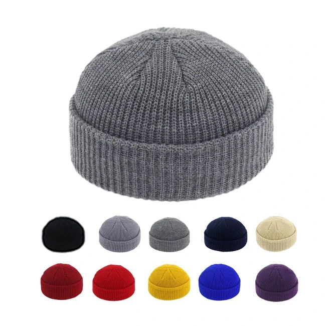 Chapeau tricoté pliable d'hiver de haute qualité en gros pour hommes/femmes, avec logo brodé personnalisé en acrylique à 100%, pour enfants.