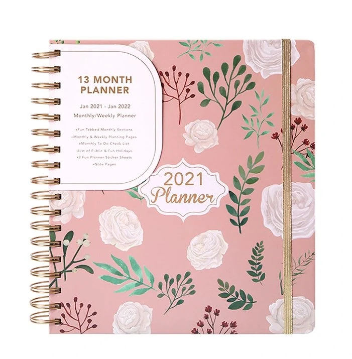 A5 Planejador semanal do fio metálico rosa Espiral Ouro Rosa Notebook adorável