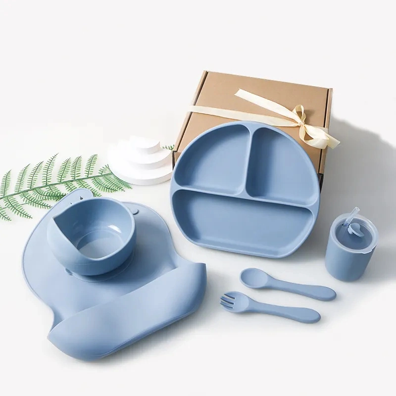 Силиконовый чехол для кормления малыша установить всасывающий чашу разделить пластину для кормления малышей посуда набор расходных материалов