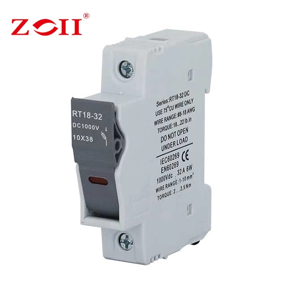 Zoii Electric Thermal Porcelain Fuse Base Rt-30 Fuse Holder DC 10*38 1100V Fuse