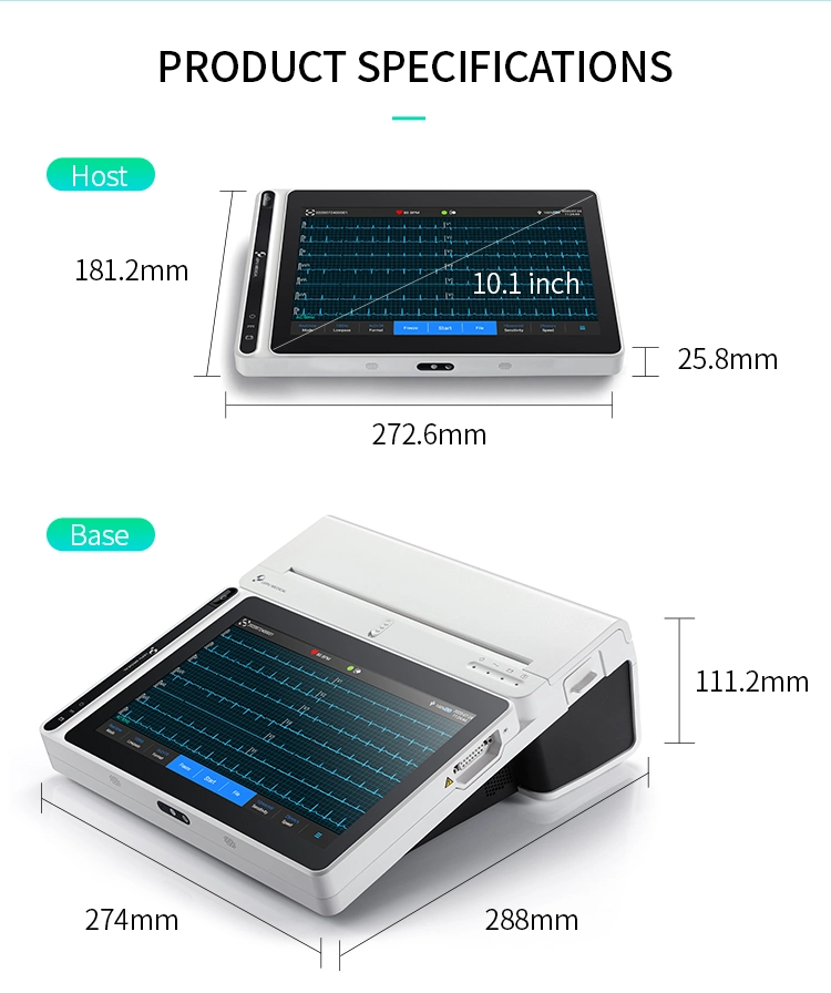 Máquina de ECG, electrocardiograma, máquina portátil de ECG, máquina de ECG Portabl, máquina de ECG de 12 derivaciones