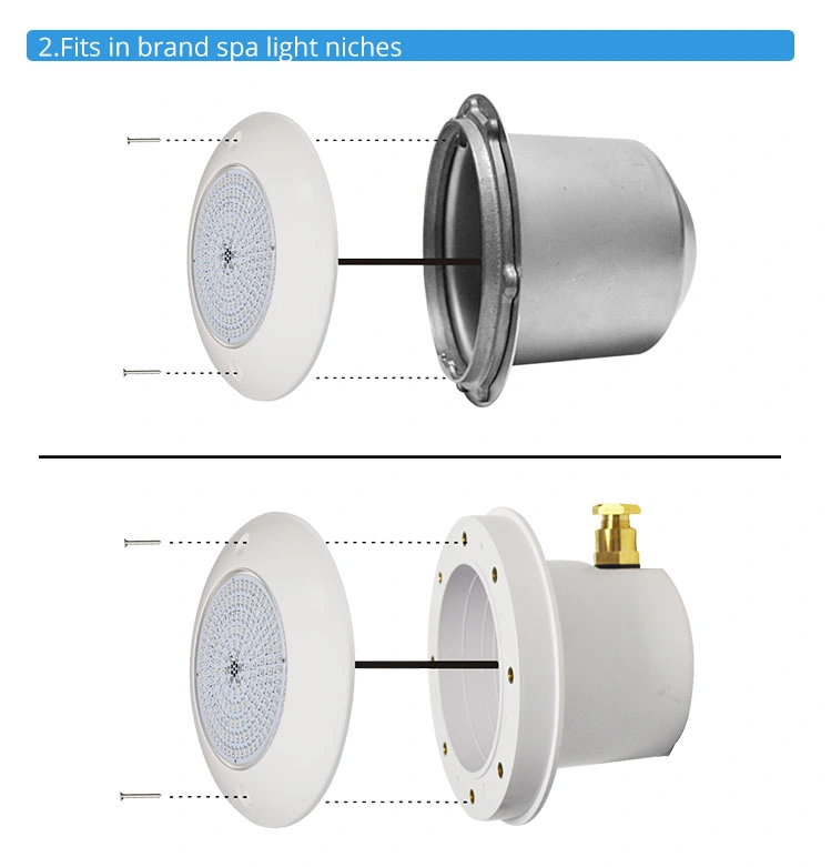 Hotook Fabricante PC Single Color PAR56 15W Submarino Control remoto 12V IP68 Rellenadas de resina de superficie montada luces sumergibles de piscina