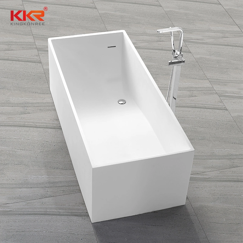 Rectangle Bathroom Resin Stone Freestanding Hot SPA Bath Tub