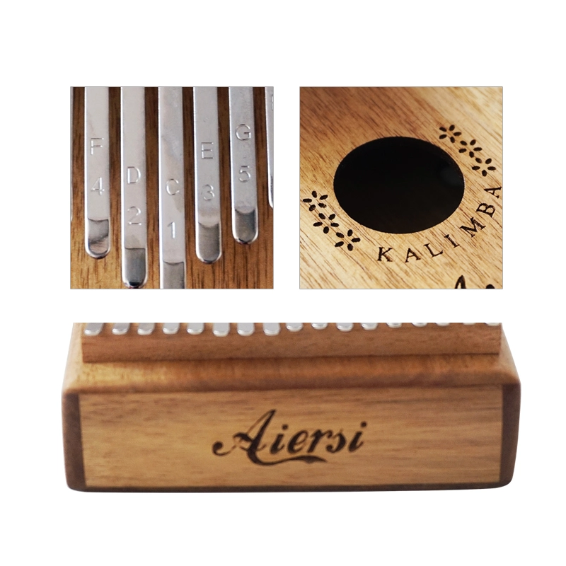 ODM OEM personalizada Koa sólidos instrumentos musicales del teclado Teclas17 para la venta de Piano de pulgar Kalimba