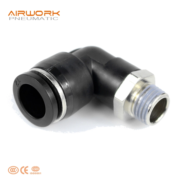 Pl 6 mm 10mm 3/8 Bsp NPT Male Thread Elbow 90 Degree Plastic Quick Connector Pneumatic Fitting