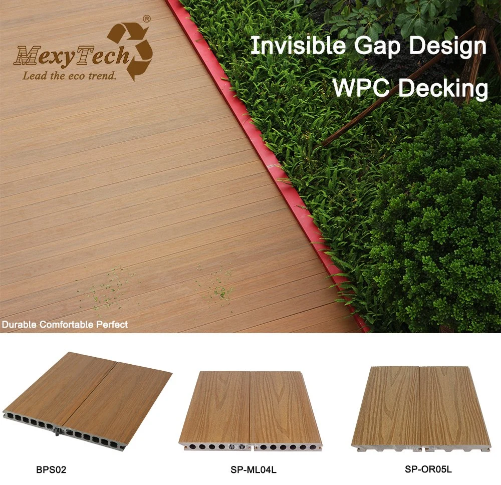 WPC Fabricante sin brecha Plataforma Diseño patentado plástico de madera Pisos compuestos