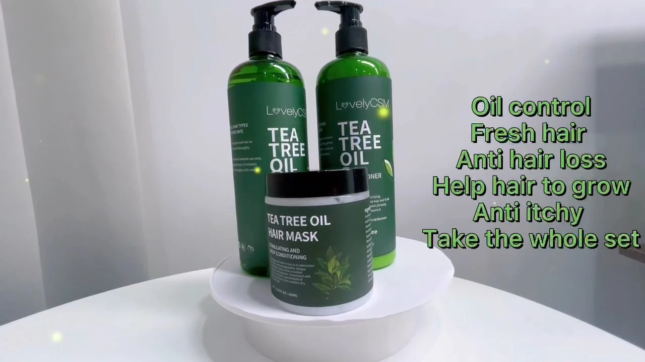 Private Label Healthy Natural Organic Hair Care Oil Control Anti Loss Regrowth Tea Tree Ginger Hair Growth Shampoo Set