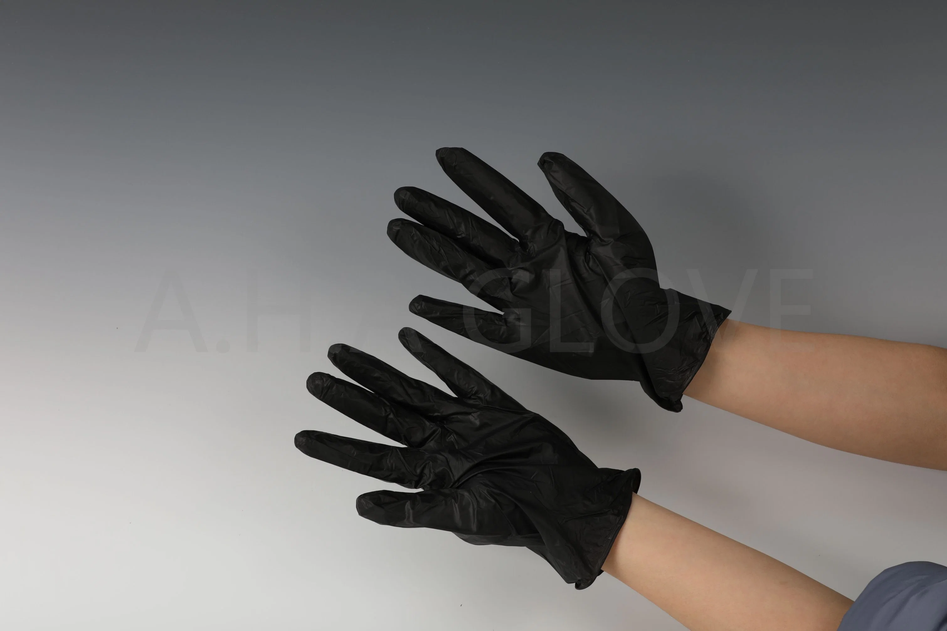 PVC jetables de bonne qualité de l'examen Gants en vinyle noir de la sécurité des gants de nettoyage