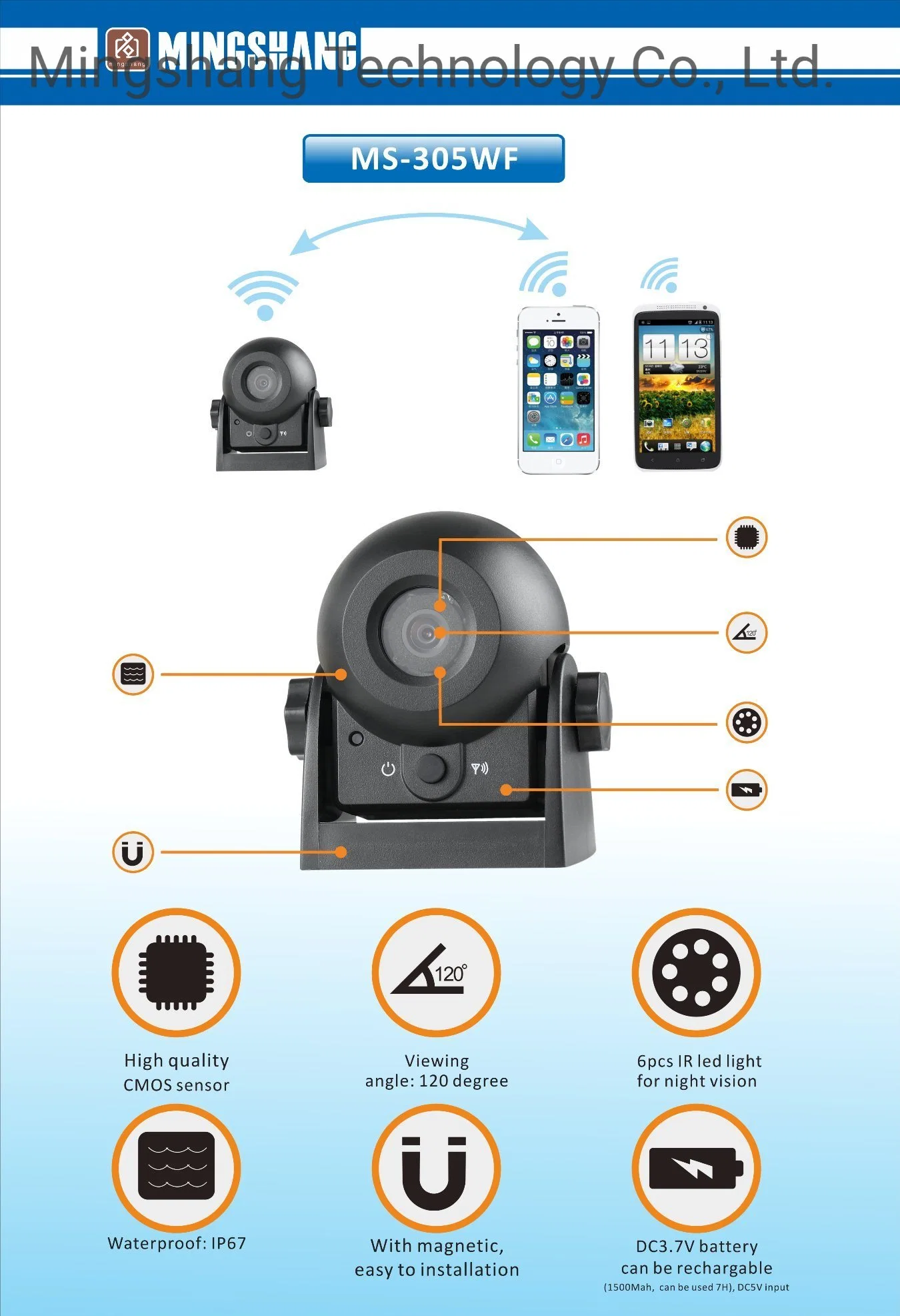 Ночь Vison вид сзади автомобиля Mini камера WiFi резервного копирования