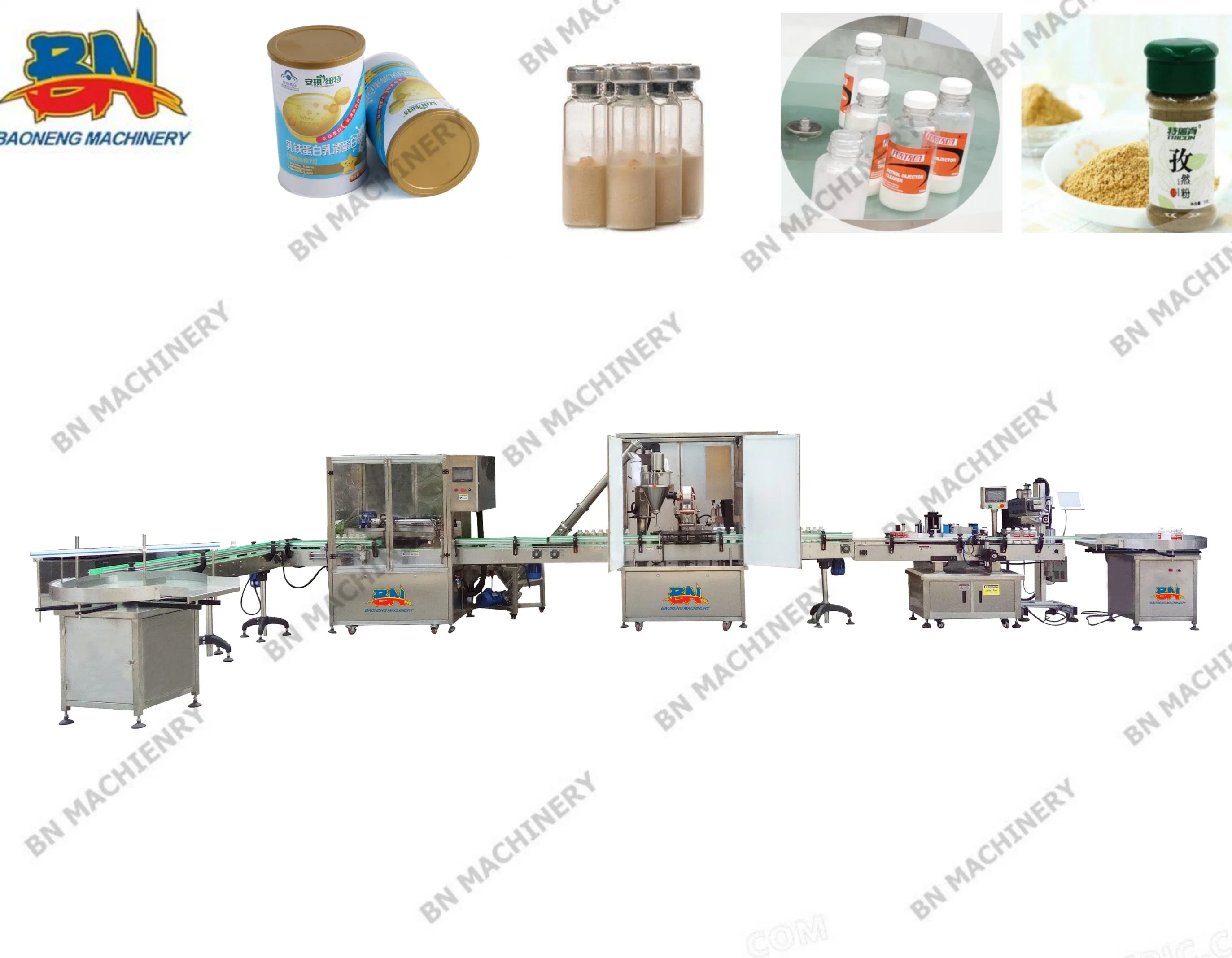 Famous Brand Automatic Bottle Pharmaceutical Powder Filling Equipment with Capping Line in Good Package