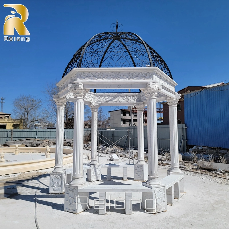 Diseño moderno jardín de piedra de mármol de la naturaleza Gazebo proveedor chino