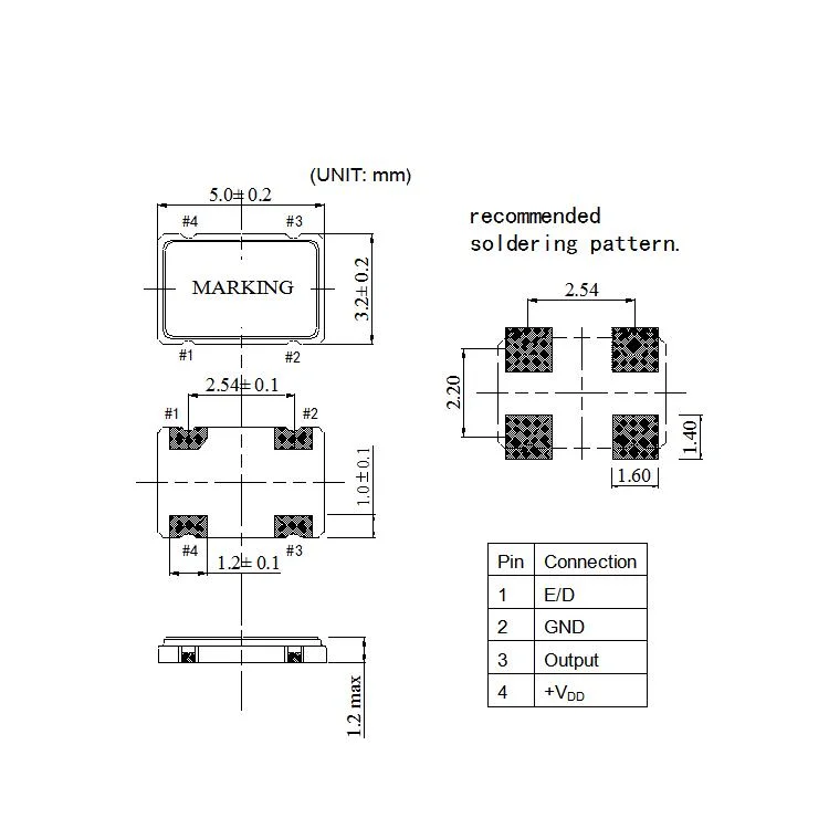 Chip Sun Osc-SMD5032 5.0X3.2mm 50.001~69.999MHz 1.8V 2.8V 3.3V 20ppm 25ppm 50ppm Available Xo Quartz Crystal Oscillator