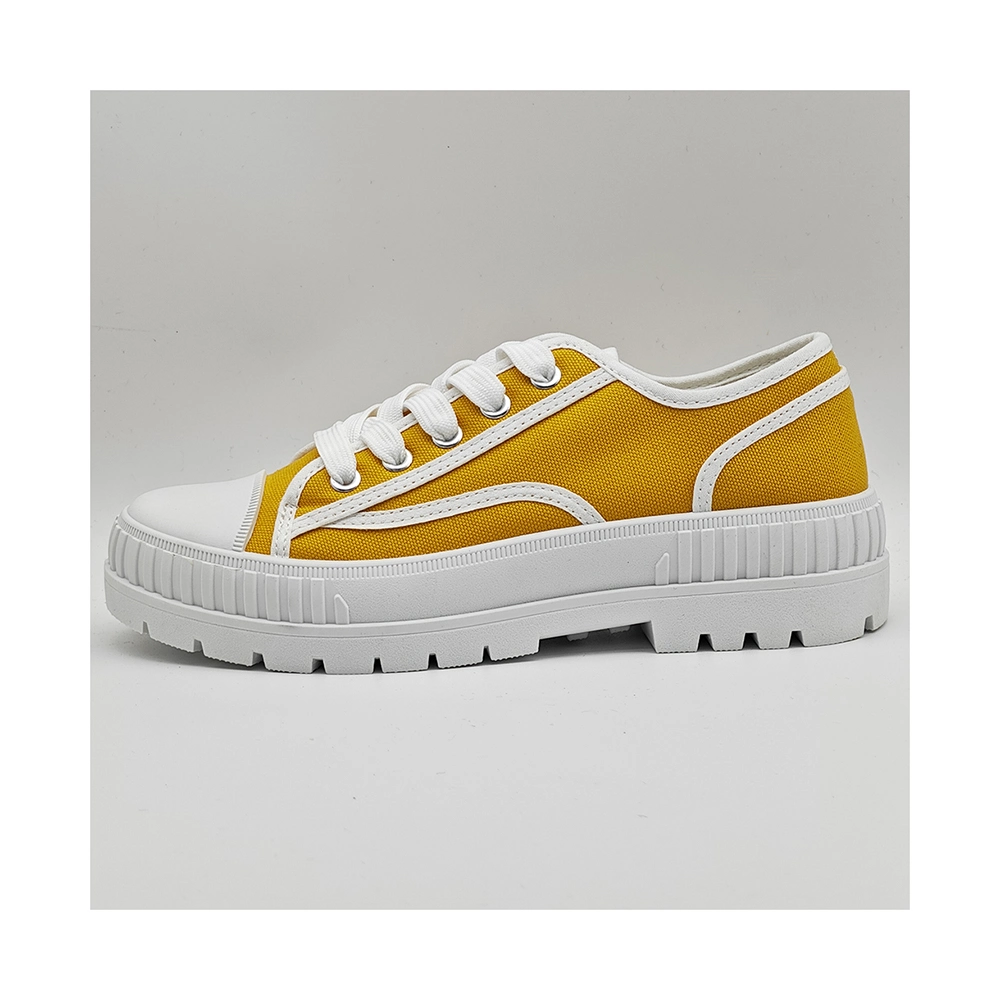 Yellow Customized Plus Size Injection Canvas Shoes for Ladies Casual