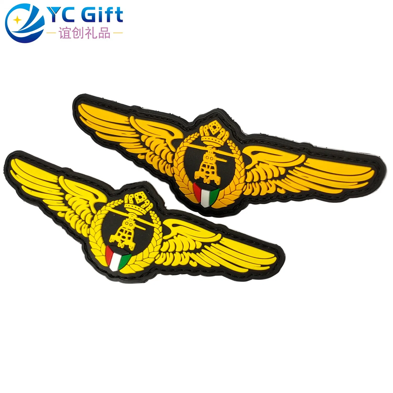 Factory Custom Eco-Friendly Materiel Personalized Garments Accessories 3D PVC Patches Wholesale/Supplier Turkish Flag Airplane Silicone Heat Transfer Label with Velcro