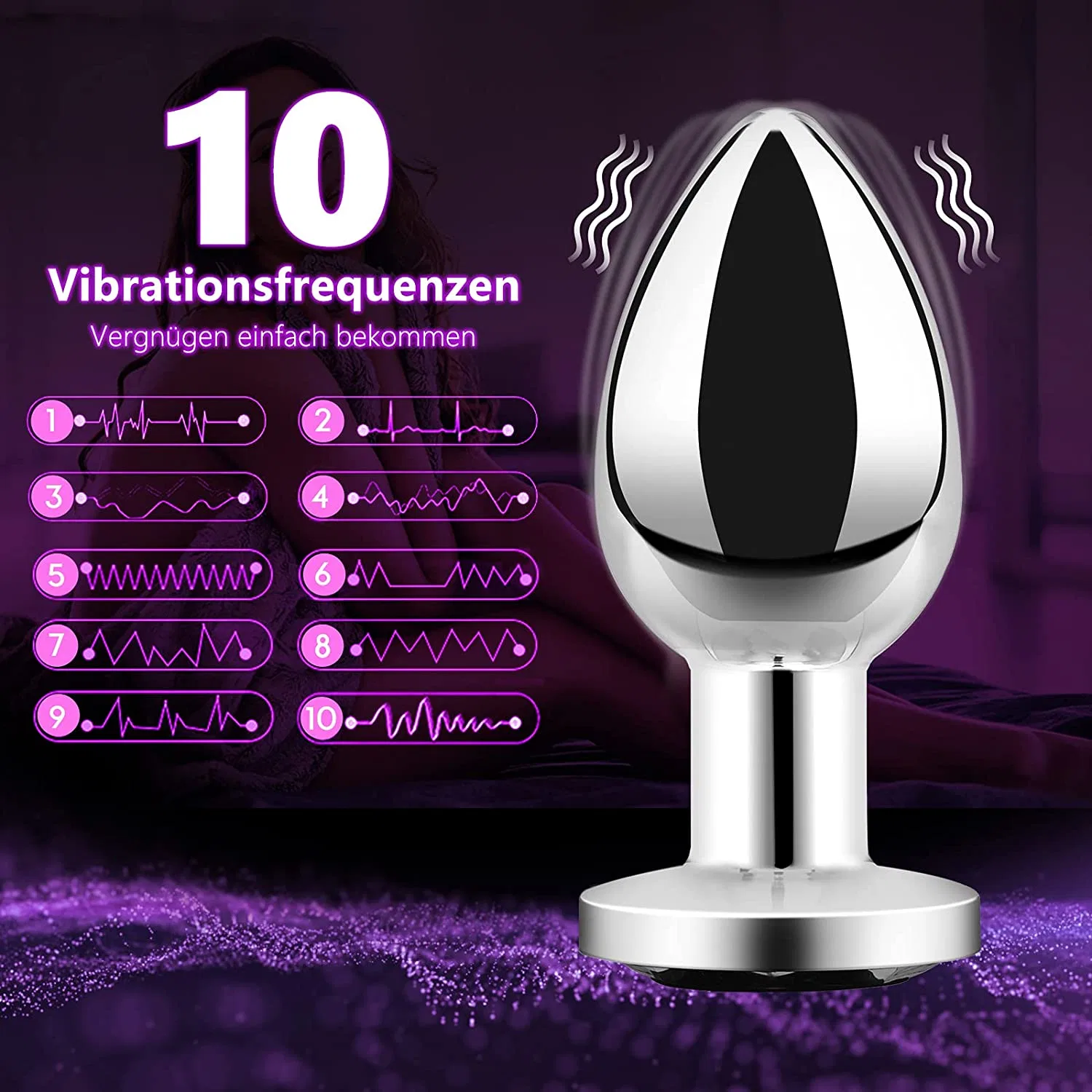 Masajeadores Vibrador Anal con 10 modos de vibración Acero inoxidable grande Butt Plugs próstata