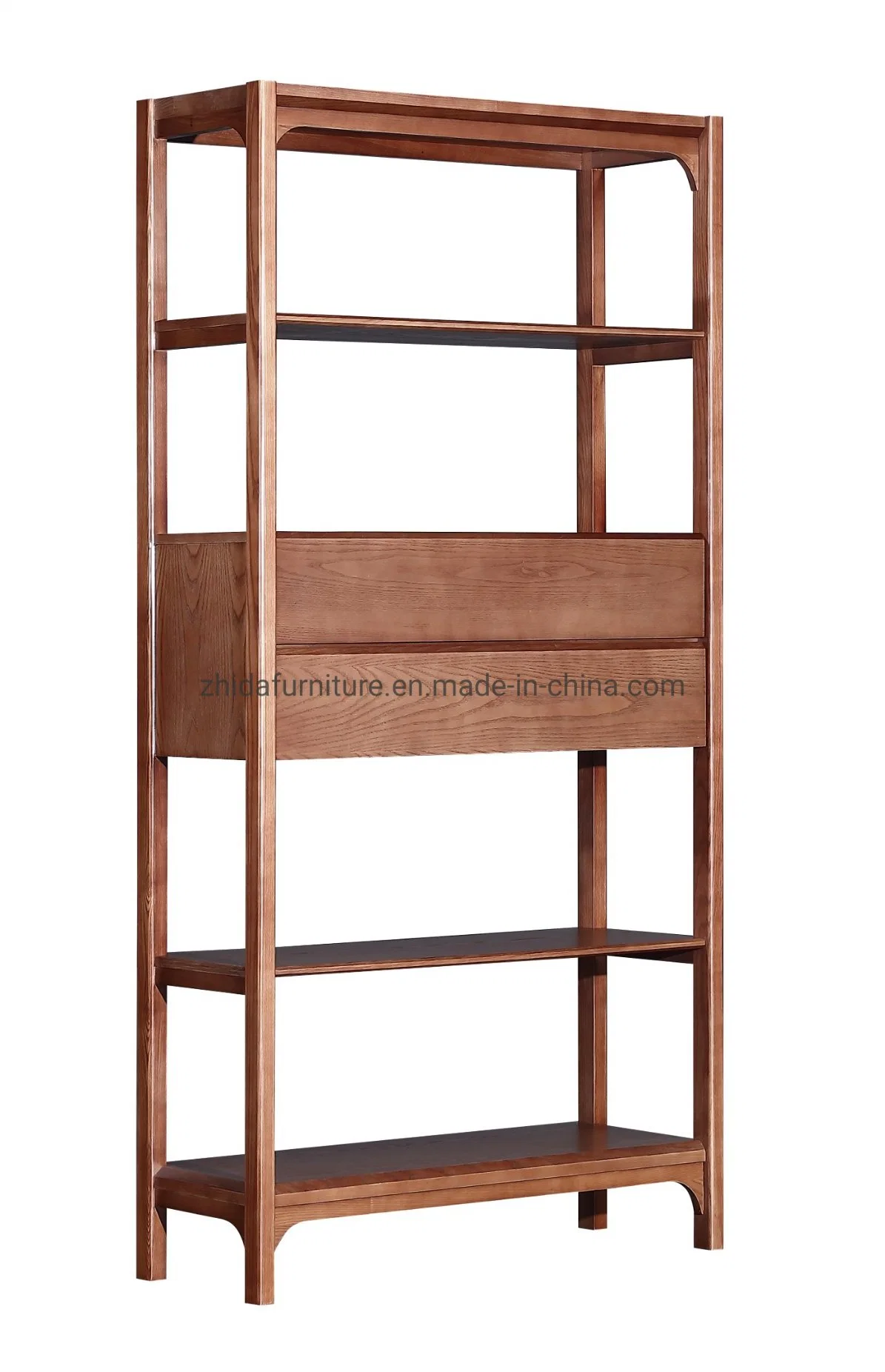 Pure Solid Wood Modern Bookshelf for Living Room Hotel Lobby