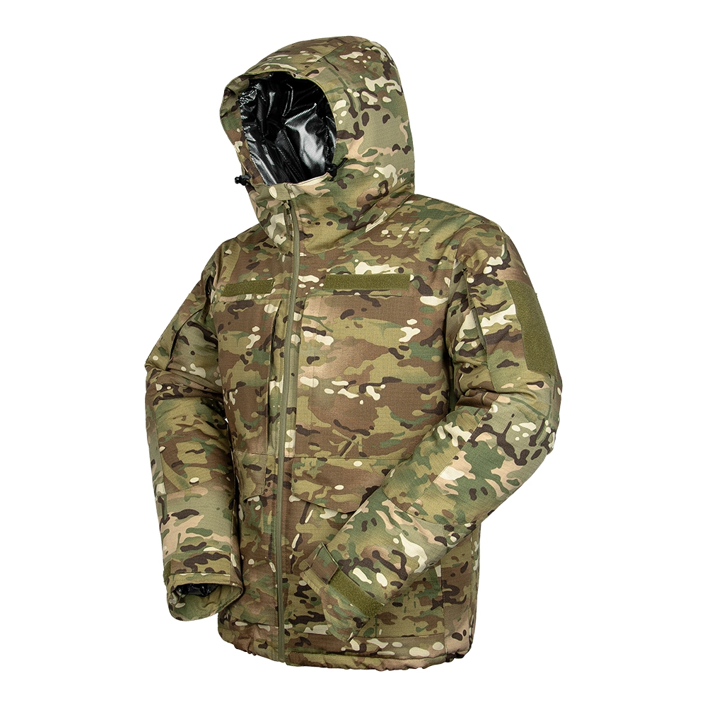 Veste tactique coupe-vent à capuche pour hommes, imperméable, chaude et adaptée à la randonnée et à la chasse.