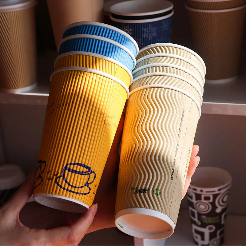 Custom Printed Disposable 6 8 9 10 14 16oz Coffee Paper Cups