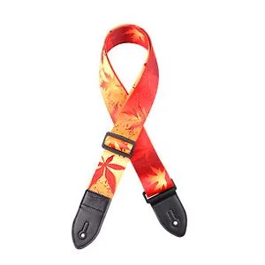 Factory Customs Adjustable Guitar Strap Leather Head Guitar Picks Colorful Printing Vintage Floral Printed Images Polyester Fiber Acoustic/Classical Guitar Belt