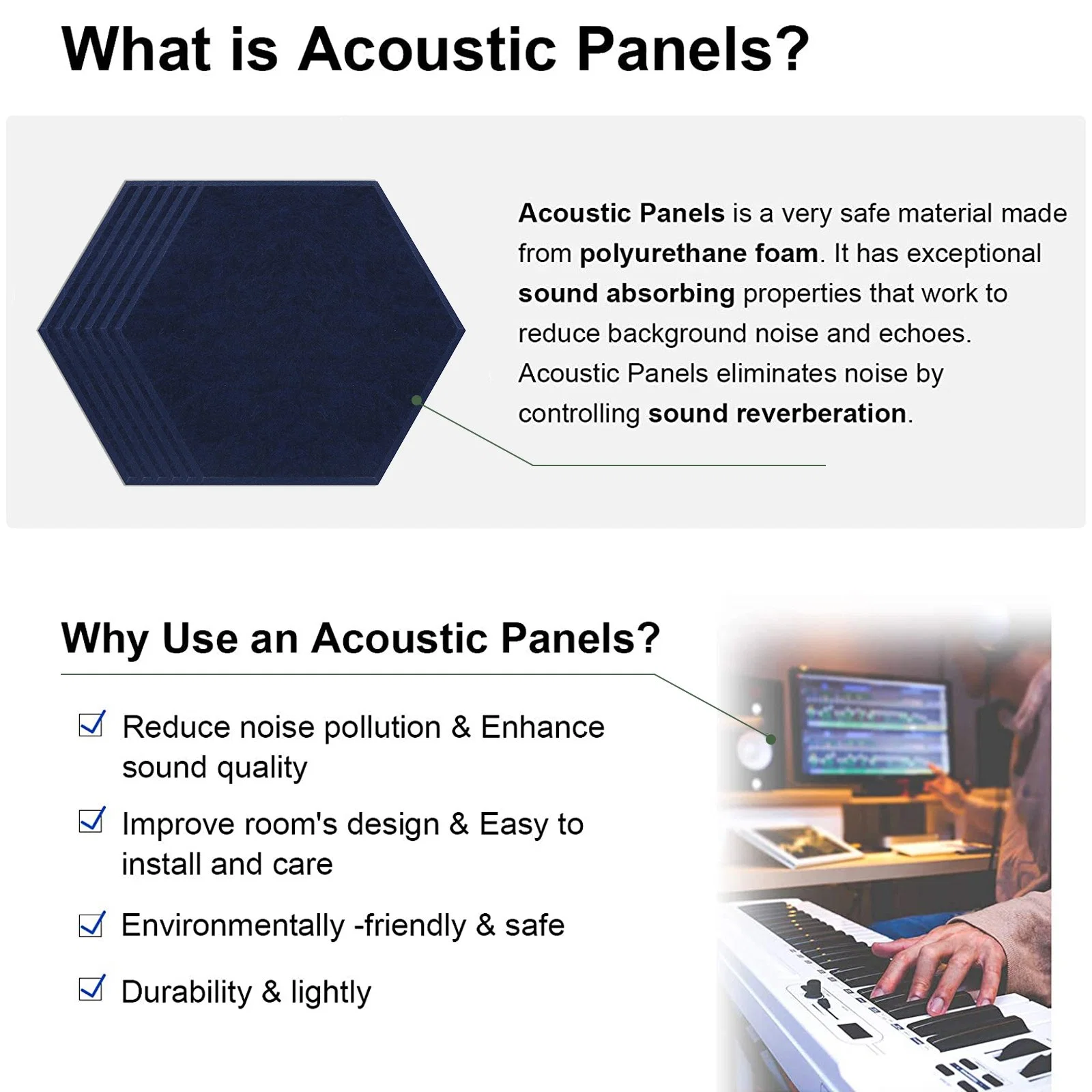 Decorative Soundproof Hexagon Wall Panel Acoustic Panel 100% Pet Felt Material