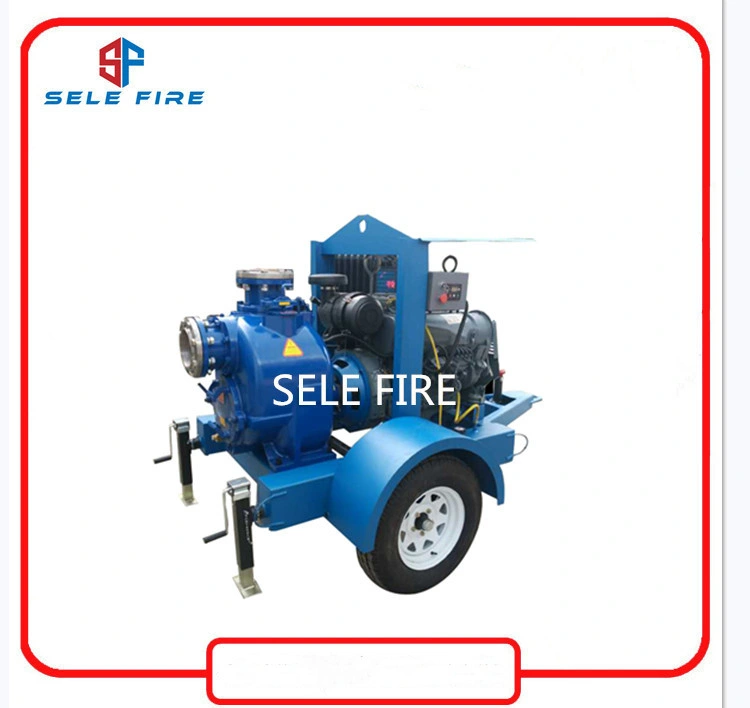 Two Wheels Trailer Mounted Movable Diesel Engine Sewage Water Treatment Self Priming Waste Water Pump