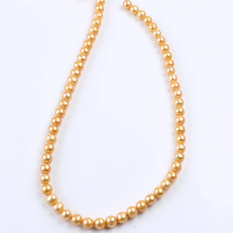 6-7mm de agua dulce de la patata de oro Mayorista/Proveedor de hilo de perlas para obtener el mejor Collar de joyas de moda hacer