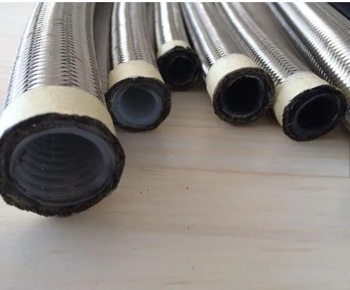 Single Stainless Steel Wire Braid Reinforced Corrugated PTFE Hose