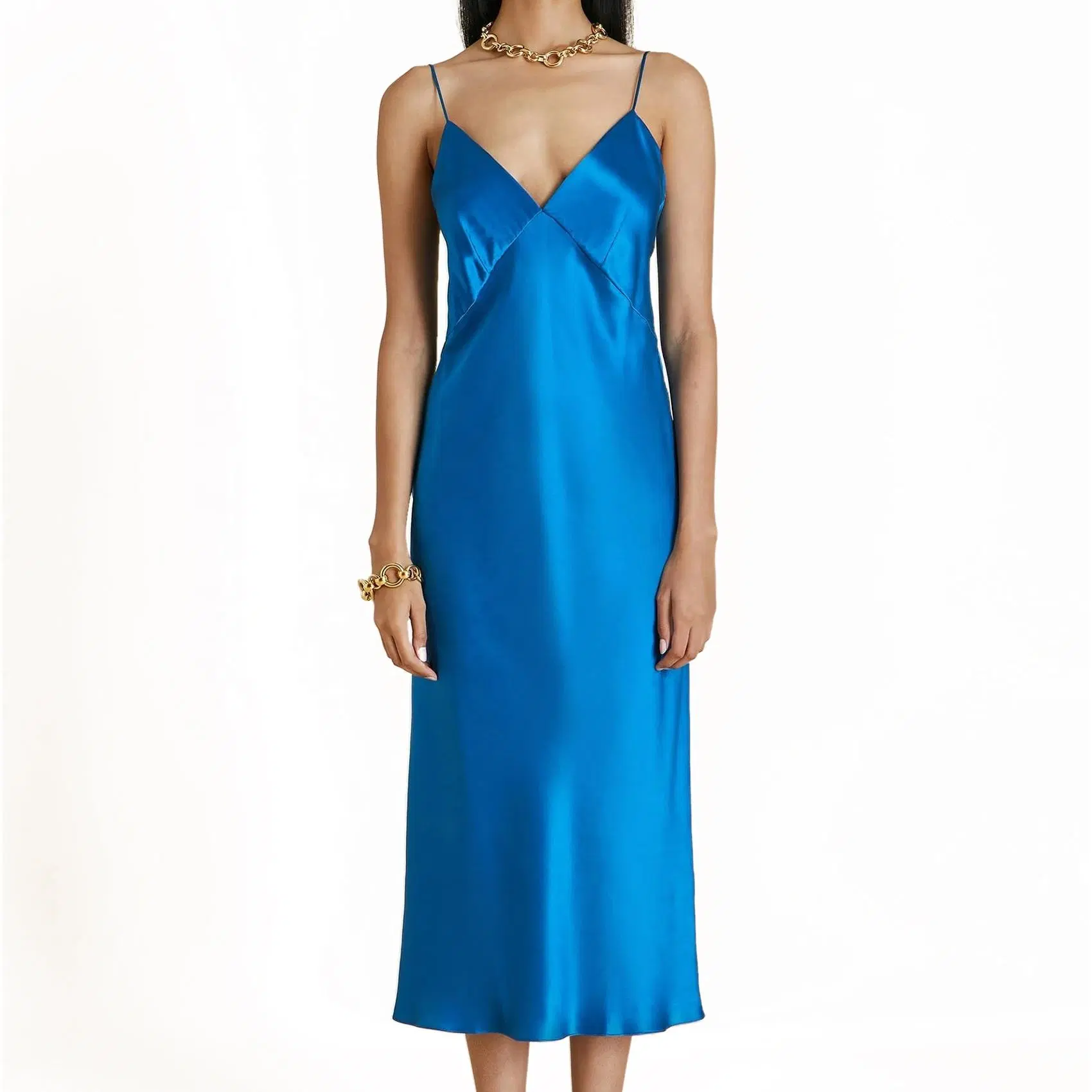 Comercio al por mayor ropa de seda china Correas ajustables de la mujer 100% seda Maxi vestido de Backless
