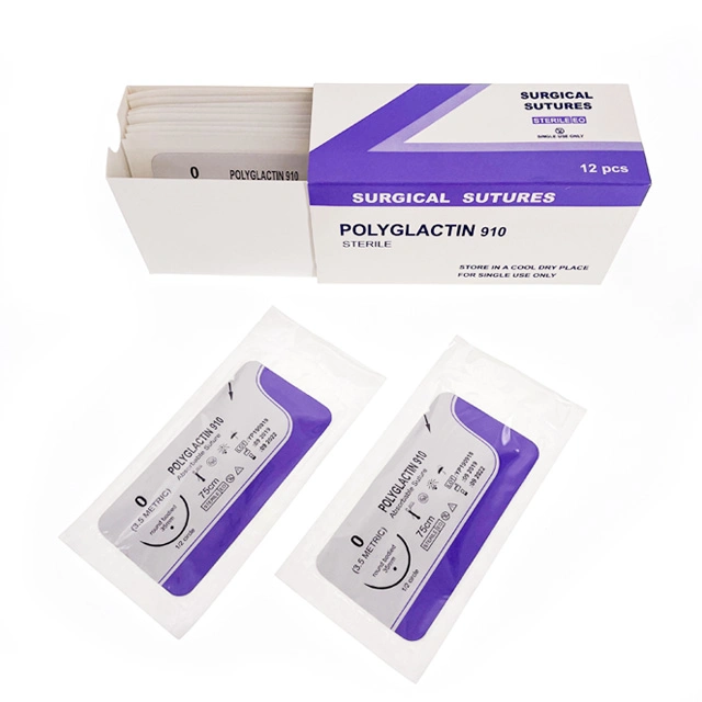 Surgical Sutures Medical Polyglactin 910 PGA Pgar Absorbable Surgical Suture with Needle