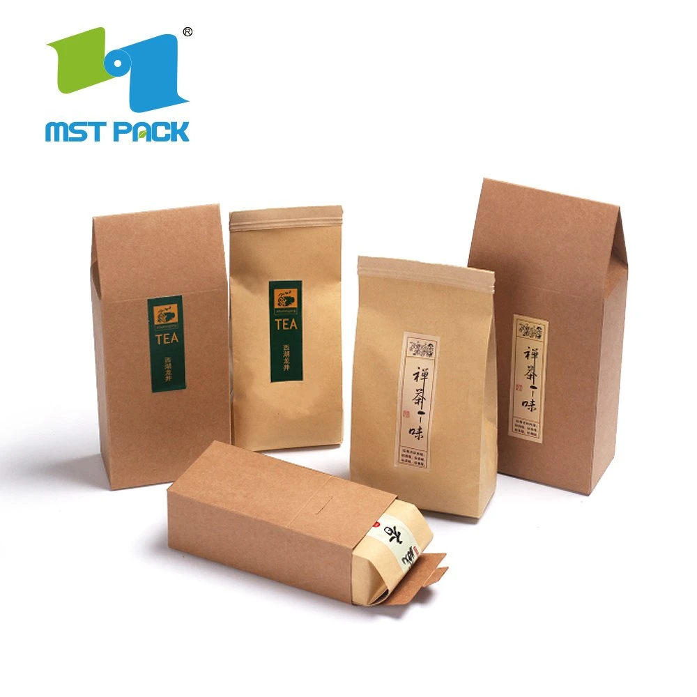 China Manufacturer Customized Popular Craft Brown Paper Tea Packaging Bag for Fruit Juice Milk Powder