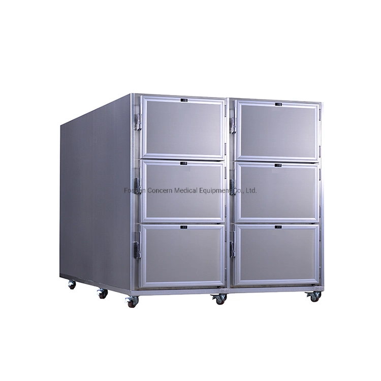 Hospital Medical 6 Doors 201 Stainless Steel Body Mortuary Freezer