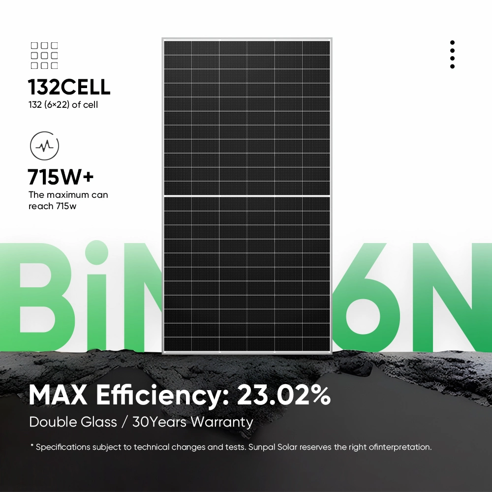 Paneles solares bifaciales HJT de media celda a Grado 695W 700W 710W 715W Mono cristalino PV módulo para la venta