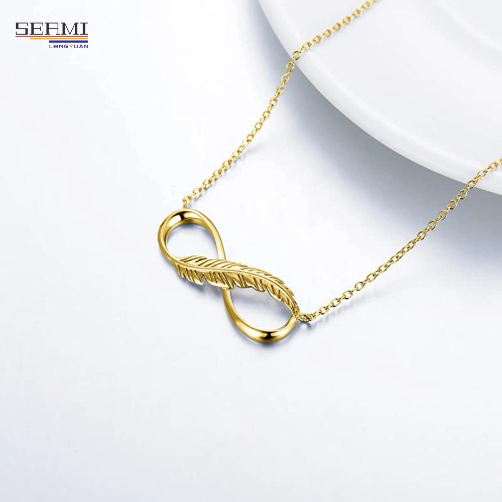 Hot Sale S925 Silver Feather Figure 8 Pendant Necklace