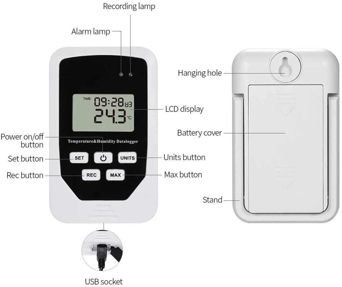 Monitor digital de diseño de sobremesa y pared para interiores y exteriores Sensor LCD temperatura Termómetro humedad con cable USB Esg12913