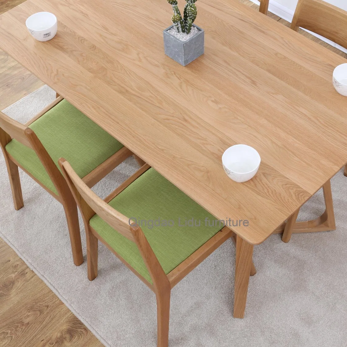 Wholesale/Supplier Wooden Dining Table Set with 6 Upholstery Fabric Chairs Dining Chair Tables and Chairs for Restaurant