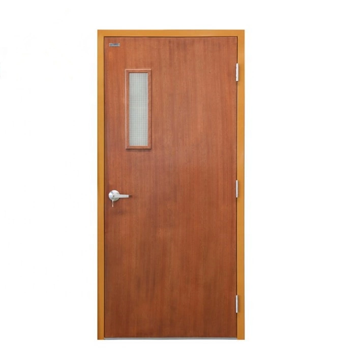 Exterior Interior Solid Wood Steel Wood Security Emergency Exit Entry Fireproof Fire Resistant PVC Laminated Fire Anti-Fire Steel & Wooden Entrance Door