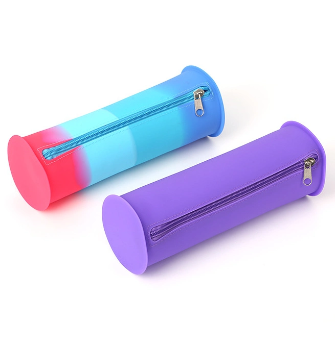 Pencil Case Silicone Cylinder Pencil Pouch Small Pen Bag Stationery Storage Bag