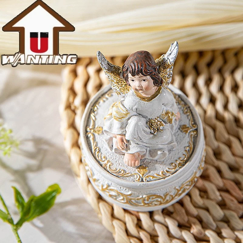 New White Resin Angel Jewelry Box Wedding Creative Decoration Personalized Handcraft Gift