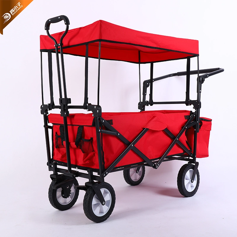 Factory Wholesale/Supplier OEM Trolley Wagon Folding 2 in 1 Lunch Bag Kids Beach Camp Wagon Cart with Removable Canopy