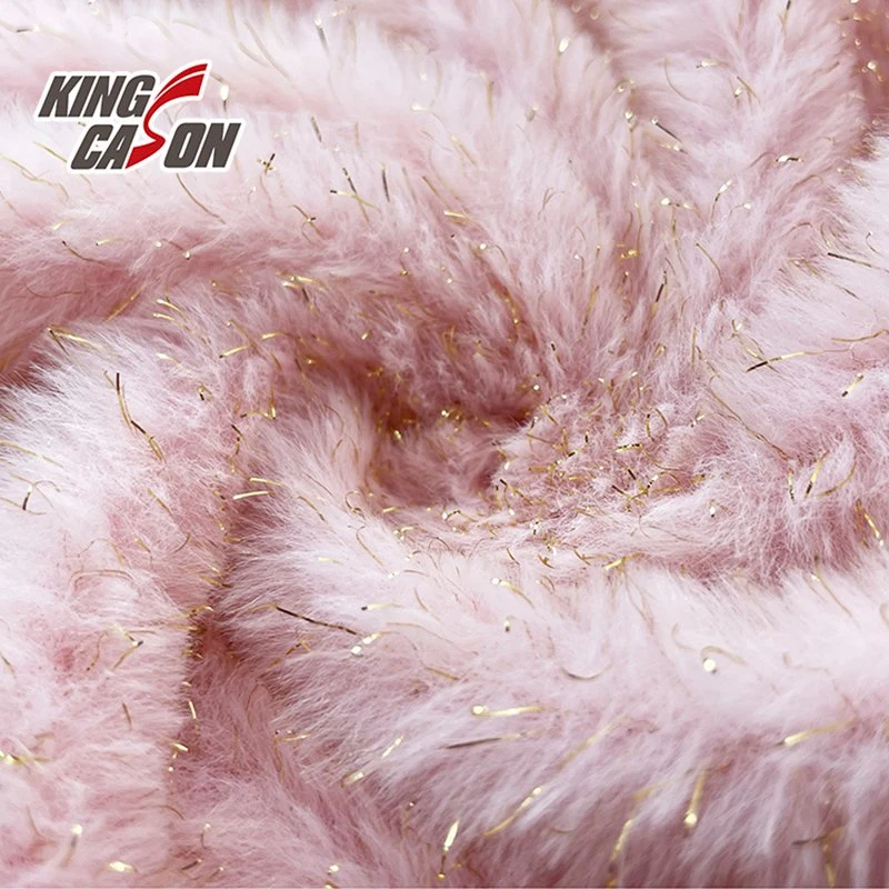 Kingcason Custom Macaron Color Pillow Cushion Fabric Faux Fur Fabric with Golden Wire