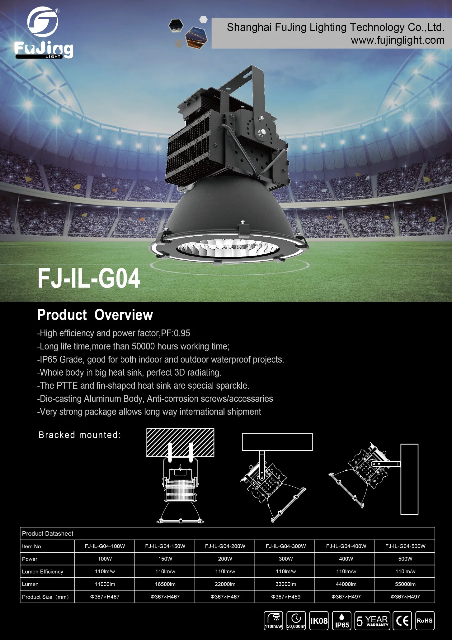 High Power 1000W LED Flood Light Outdoor Sports Statium LED Luminaire High Mast Lamp