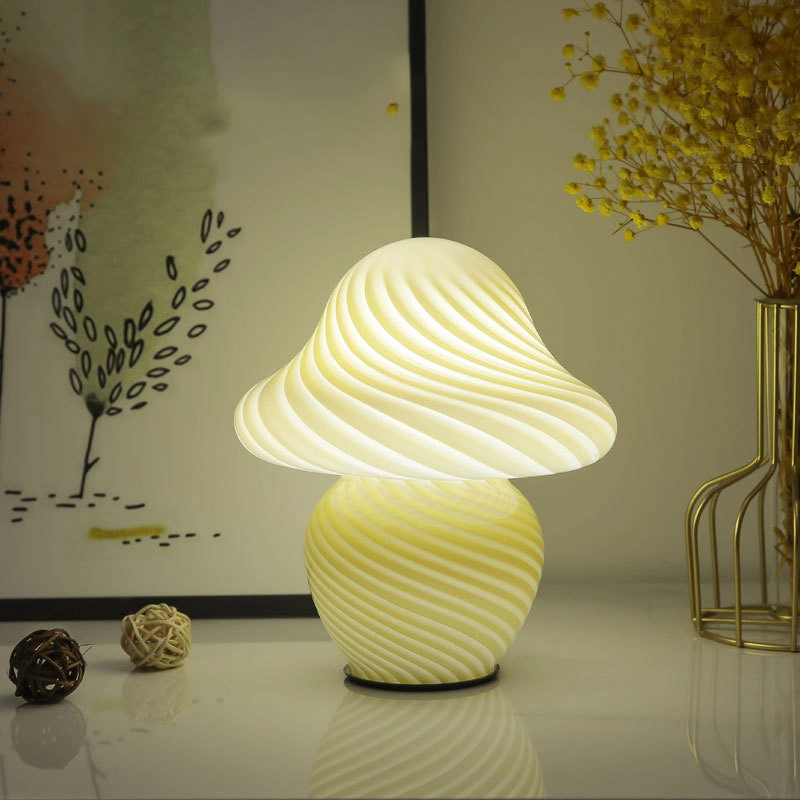 Стеклянная лампа для интерьера спальня Бедсайд винтажный полосатый светодиодный светильник Лампа освещения стола