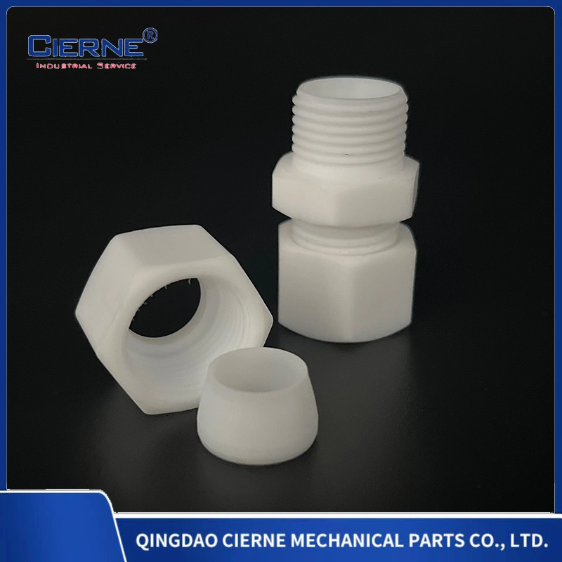 PTFE Pipe Connector Ring Joint Tee Straight Single Opening White Flanged Square Connector