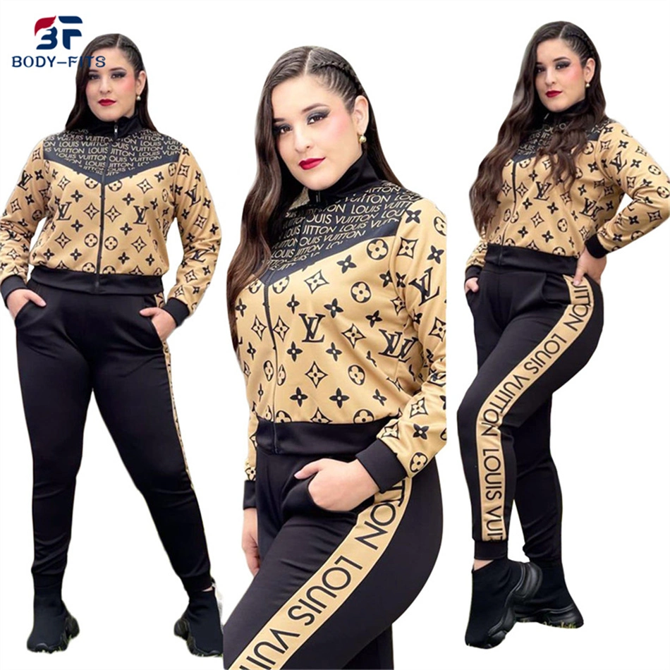 Personalisierbare Sweatshirt mit Reißverschluss Tracksuit Designer Print 2-teiliges Joggglaufanzug Anzug für Damen