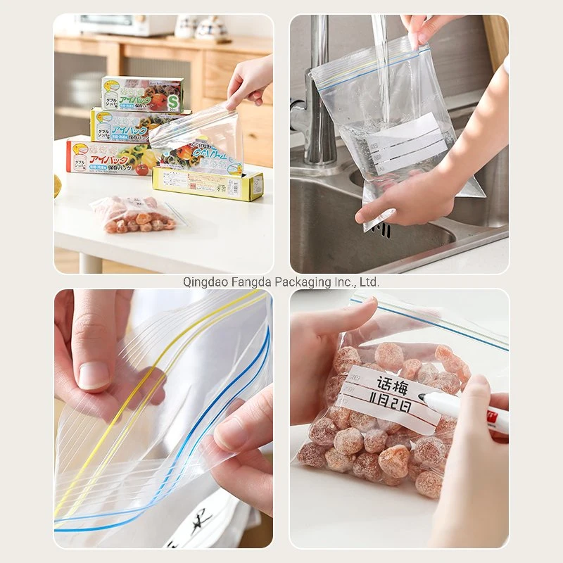 Amazon Venta caliente doble Ziploc bolsas reutilizables congelador