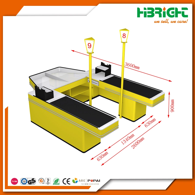 Convenient Retail Grocery Supermarket Steel Cashier Checkout Counter