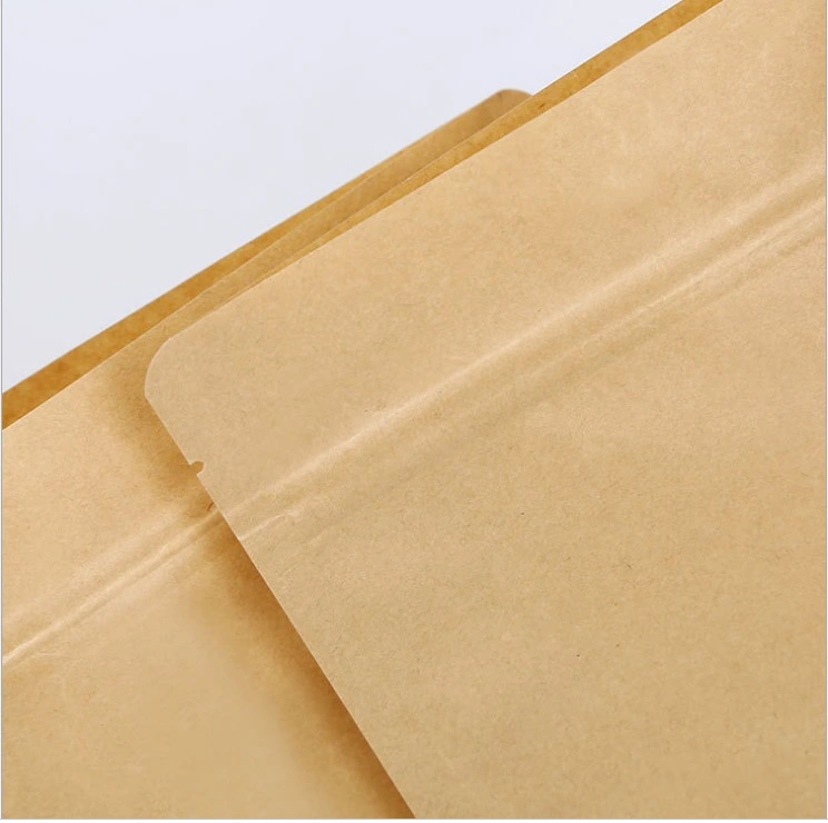 Bolsas de papel reutilizables de 500g Kraft para soporte de sello de cremallera de tuercas Arriba Bolsas de papel con ventana