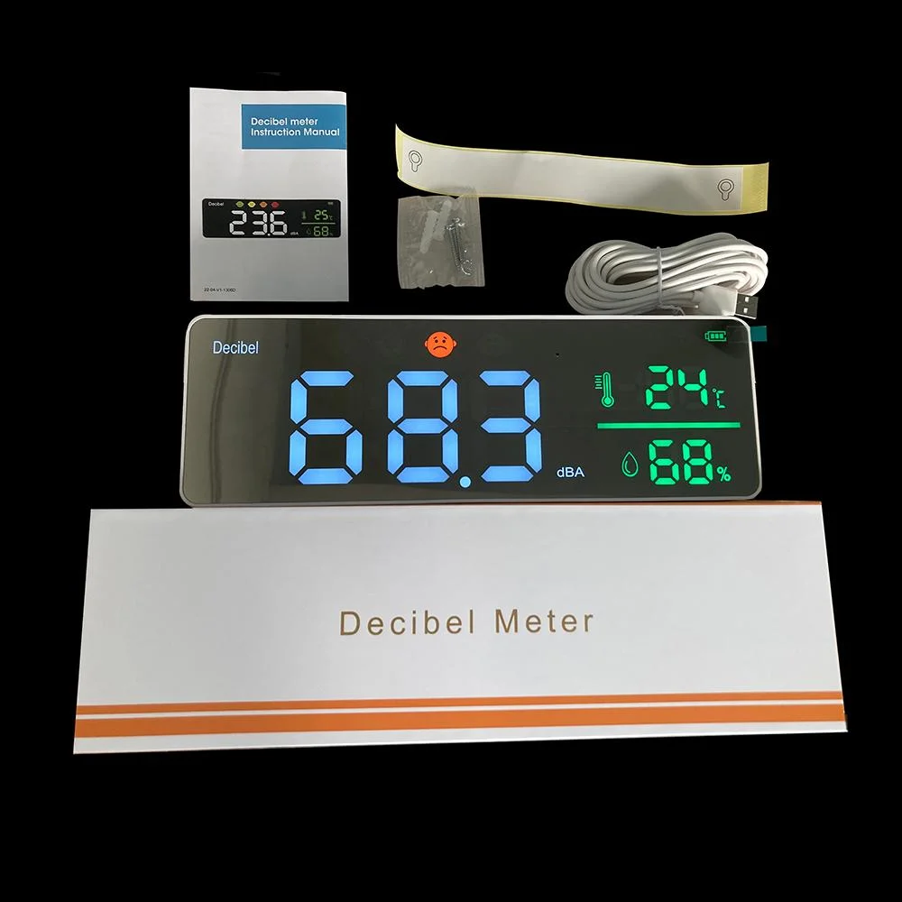 Indoor Noise Pollution Monitor Temperature and Humidity Meter Healthy Living Decibel Level Meter